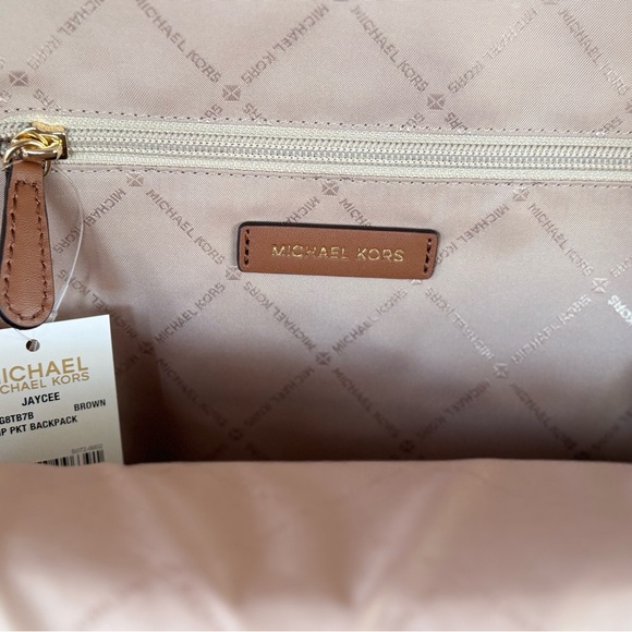 Michael Kors Jaycee Large Zip Pocket Backpack MK Brown - Picture 10 of 13